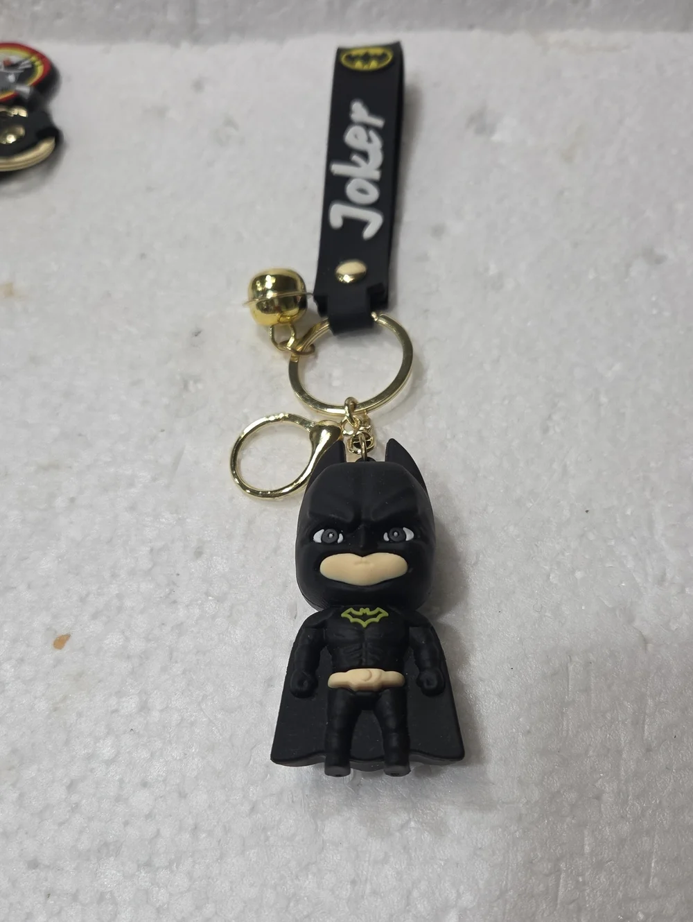 Black Joker Batman Keychain with Gold Accents